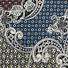 Трикотаж масло набивное "Узоры" D6 черный, голубой, 150 см, 200 г/м² фото № 4