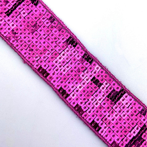 Тесьма декоративная с паетками Т/n-0353 фиолетовый, 4 см (намотка 15 ярдов)