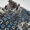 Трикотаж масло набивное "Узоры" D6 черный, голубой, 150 см, 200 г/м² фото № 2