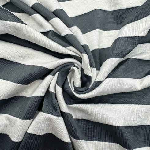Трикотаж- вискоза "Полоска", белый, серый, 150 см, 270 г/м²