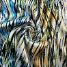 Сатин (атлас) принт "Узоры" песочный, синий, 100 г/м², 150 см фото №1