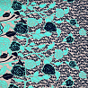 Трикотаж "Оттоман" принт цветы односторонний бордюр, мятный, темно-синий, 150 см,  270 г/м² фото № 4