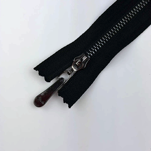 Молния металлическая неразъемная 15 см, черный, никель