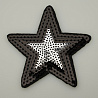Термонаклейка "Звезда" с пайетками KL-152 черный, серебро, 7,5 см фото №1