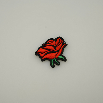Термонаклейка "Роза" KL-161 красный, черный, 3,5 см
