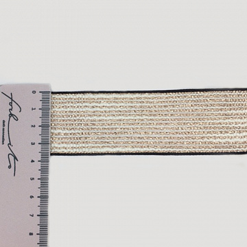 Тесьма (лампас) с люрексом T LM07 розово-золотой, белый, черный 3,8см (намотка 90 ярдов)