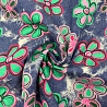 Джинс набивной "Цветы" WY-14, деним, розовый, 115-125 г/м², 145-148 см фото №1