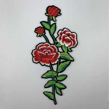 Термонаклейка "Розы" P013-1 зеленый, красный 38см