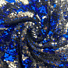 Пайетка на сетке D1, синий, серебро, 150 см фото №1