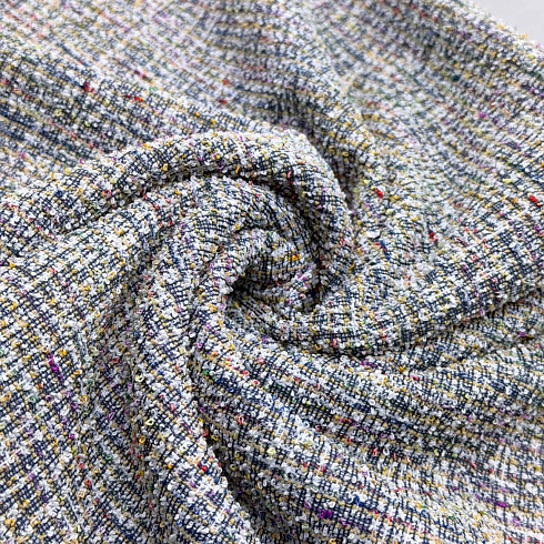 Трикотаж "Шанель" T-200115, джинсовый, белый, 150 см, 290 г/м²