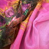 Шифон газовый двухсторонний бордюр "Цветочный" 810-444, розовый, желтый, 150 см, 60 г/м² фото № 2
