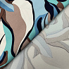 Костюмная Барби принт "Абстракция" BR1255, белый, коричневый, голубой, 180 г/м², 150 см фото № 3