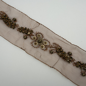 Тесьма декоративная Т/025 коричневый, никель, 3 см
