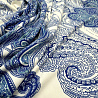 Трикотаж масло браш "Огурцы" DTY F004 белый, синий, 150 см, 200 г/м² фото № 2