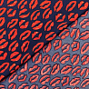 Трикотаж масло набивное "Губы" R-032 темно-синий, красный, 150 см, 200 г/м² фото № 3