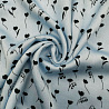 Вискоза-сатин "Цветы" GR-011, голубой, черный, 110 г/м², 150 см фото №1