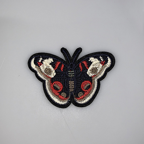 Термонаклейка "Бабочка" P0177 темно-синий, красный, 9 см