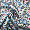Вискоза-сатин "Цветы" GR-009, голубой, розовый, 110 г/м², 150 см фото №1