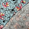 Вискоза-сатин "Цветы" GR-010, голубой, розовый, 110 г/м², 150 см фото № 3