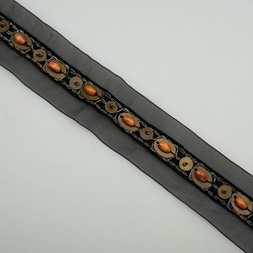 Тесьма декоративная Т/008 черный, коричневый, бронза, 1,5 см (намотка 20 ярдов)