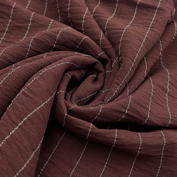 Плательная ткань в полоску CEY156Q красно-коричневый, белый, 150 см, 180 г/м²