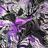 Трикотаж масло набивное "Листья" D2 Col.5, сиреневый, фиолетовый, 150 см, 200 г/м² фото № 3