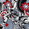 Трикотаж вискоза набивная "Цветы" RY-20409, черный, красный, 150 см, 300 г/м² фото №1