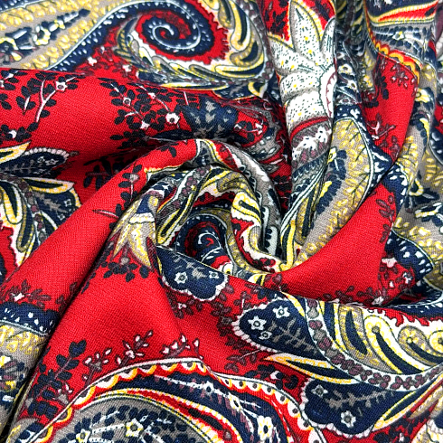 Трикотаж джерси принт KNIT D17, красный, синий, 270 г/м², 150 см