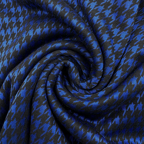 Трикотаж  жаккард с блеском "Гусиная лапка" TH6289  синий, черный, 150 см, 300 г/м²