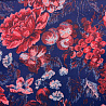 Трикотаж эластан (скуба) "Цветы" PDP595Z темно-синий, красный, 150 см, 270 г/м² фото № 3