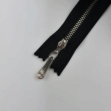 Молния металлическая неразъемная 50 см, черный, серебро