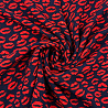 Шифон вельвет принт "Губы" R-032, темно-синий, красный, 70 г/м², 150 см фото №1
