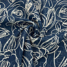 Шифон принт "Контурные розы" P1228 джинсовый, белый, 148 см, 70-75 г/м² фото №1