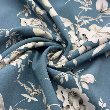 Ниагара принт "Цветы" N5204 белый, серо-голубой, 150 см, 110 г/м²