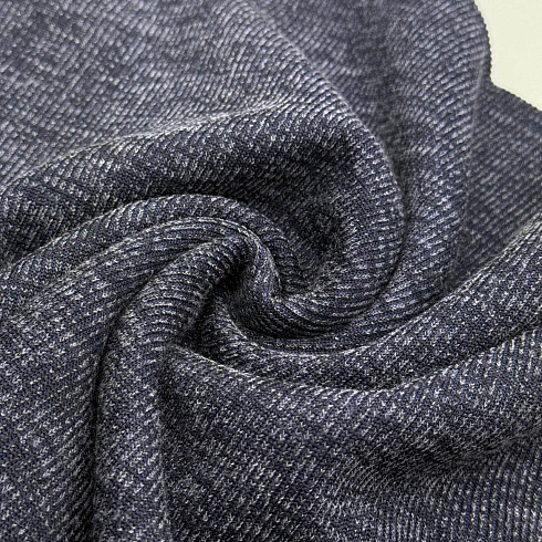 Трикотаж меланж в рубчик TRX138, темно-синий, 150 см, 300 г/м²