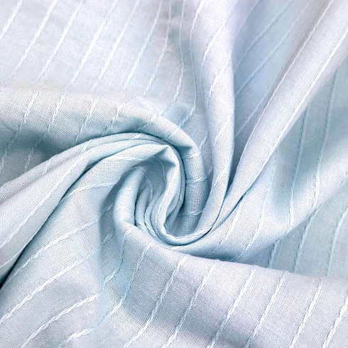 Коттон с жаккардовой полоской 2108, голубой, 145 см, 105 г/м²