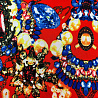 Трикотаж масло набивное "Узоры из страз" D4 красный, синий 150 см, 200 г/м² фото № 4