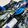 Трикотаж велюр "Цветы" VLP205Z, синий, хаки, 150 см, 240 г/м² фото № 2