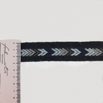 Тесьма декоративная T 18017 серый, темно-синий, 3 см (намотка 50 ярдов)