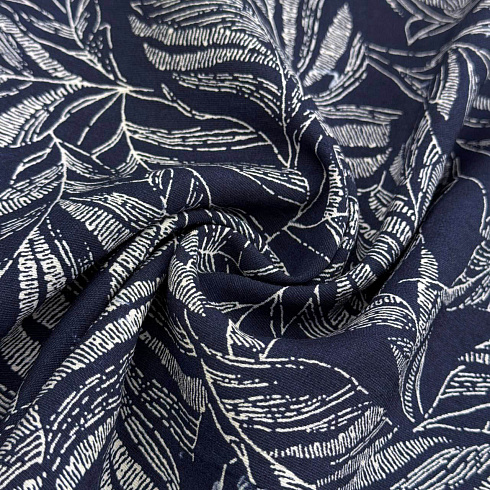 Блузочный D19031 темно-синий, белый, 90 г/м², 145 см