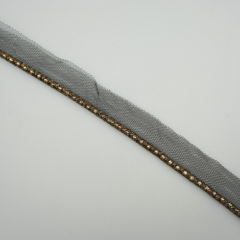 Кант декоративный T 655 черный, золото, 0,3 см (намотка 50 ярдов)