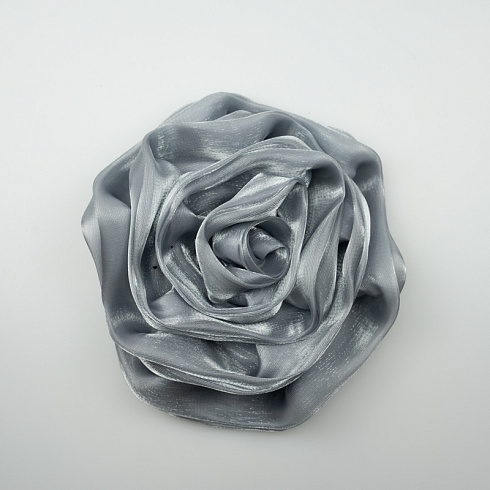 Аппликация "Роза" 043, серый, 14 см