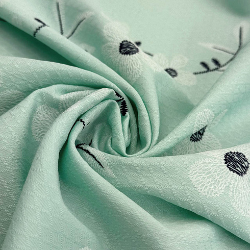 Блузочный жаккард D151812 мятный, 120 г/м², 145 см