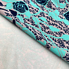 Трикотаж "Оттоман" принт цветы односторонний бордюр, мятный, темно-синий, 150 см,  270 г/м² фото № 3