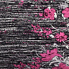 Вискоза (штапель) принт двухсторонний бордюр "Цветы" черный, ягодный, 110 г/м², 150 см фото № 4