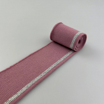 Подвяз трикотажный с люрексом R18 пыльно-розовый, серебро, 4,5 см