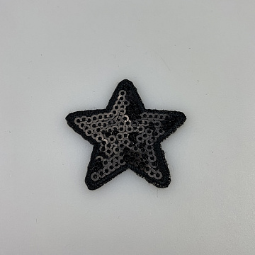 Термонаклейка "Звезда" с пайетками A-001 черный 4,5см