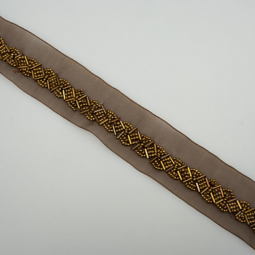 Тесьма декоративная Т/006 коричневый, бронза, 1,5 см (намотка 20 ярдов)