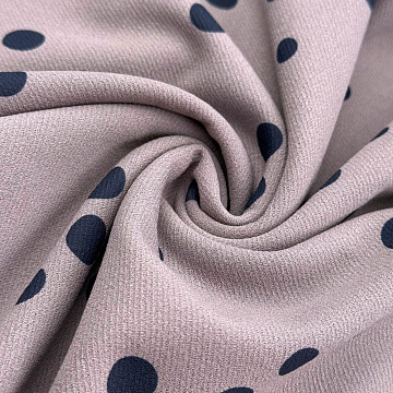 Трикотаж твил принт "Горошек" TX182-1 D201-85, пыльно-розовый, темно-синий, 150 см, 230 г/м²