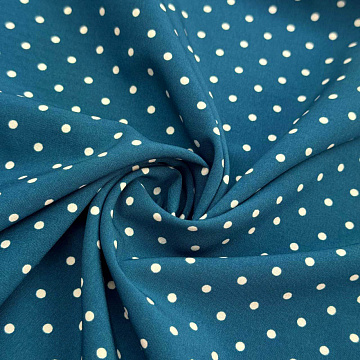 Ниагара принт "Горошки" D1, темно-бирюзовый, белый, 150 см, 110 г/м²